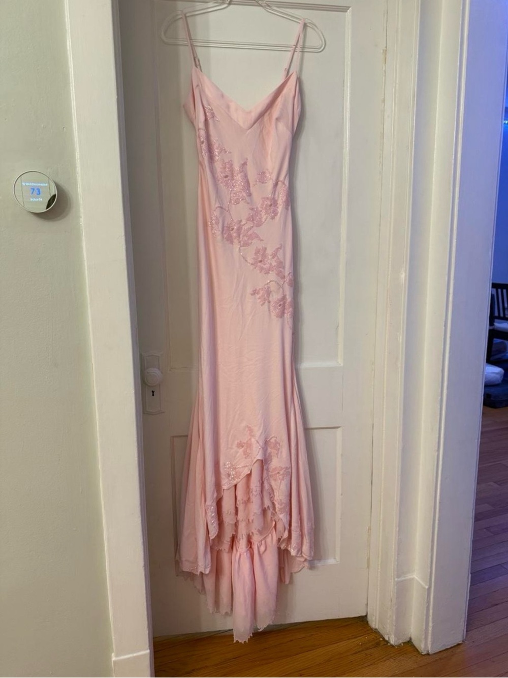 House of CB Anastelle Pink Hand Beadrd Embellished Satin Maxi Dress - Picture 4 of 5
